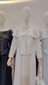 Wide Boat Neck Draped Tops With Skirts